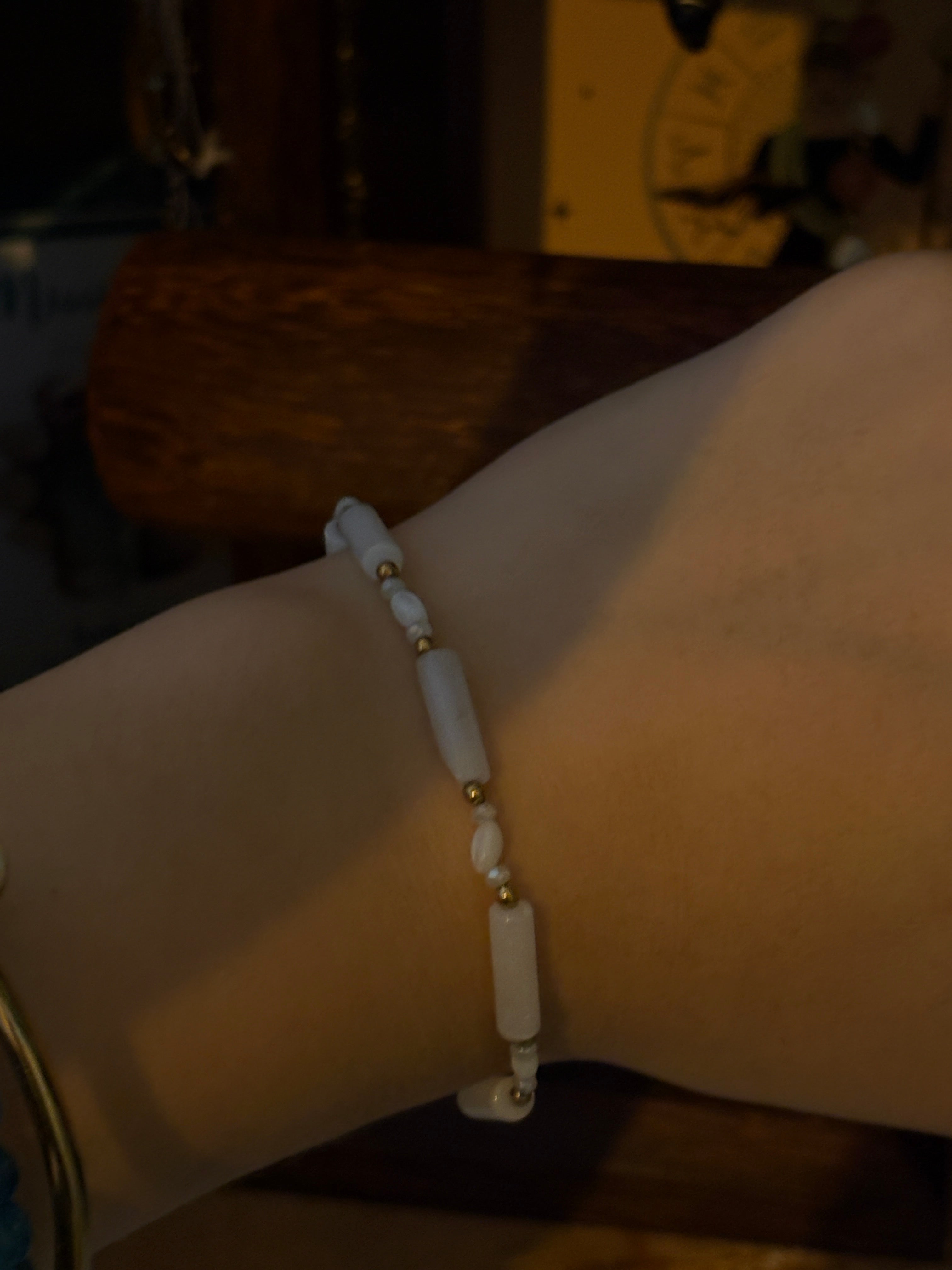 bracelet nacre agate blanche